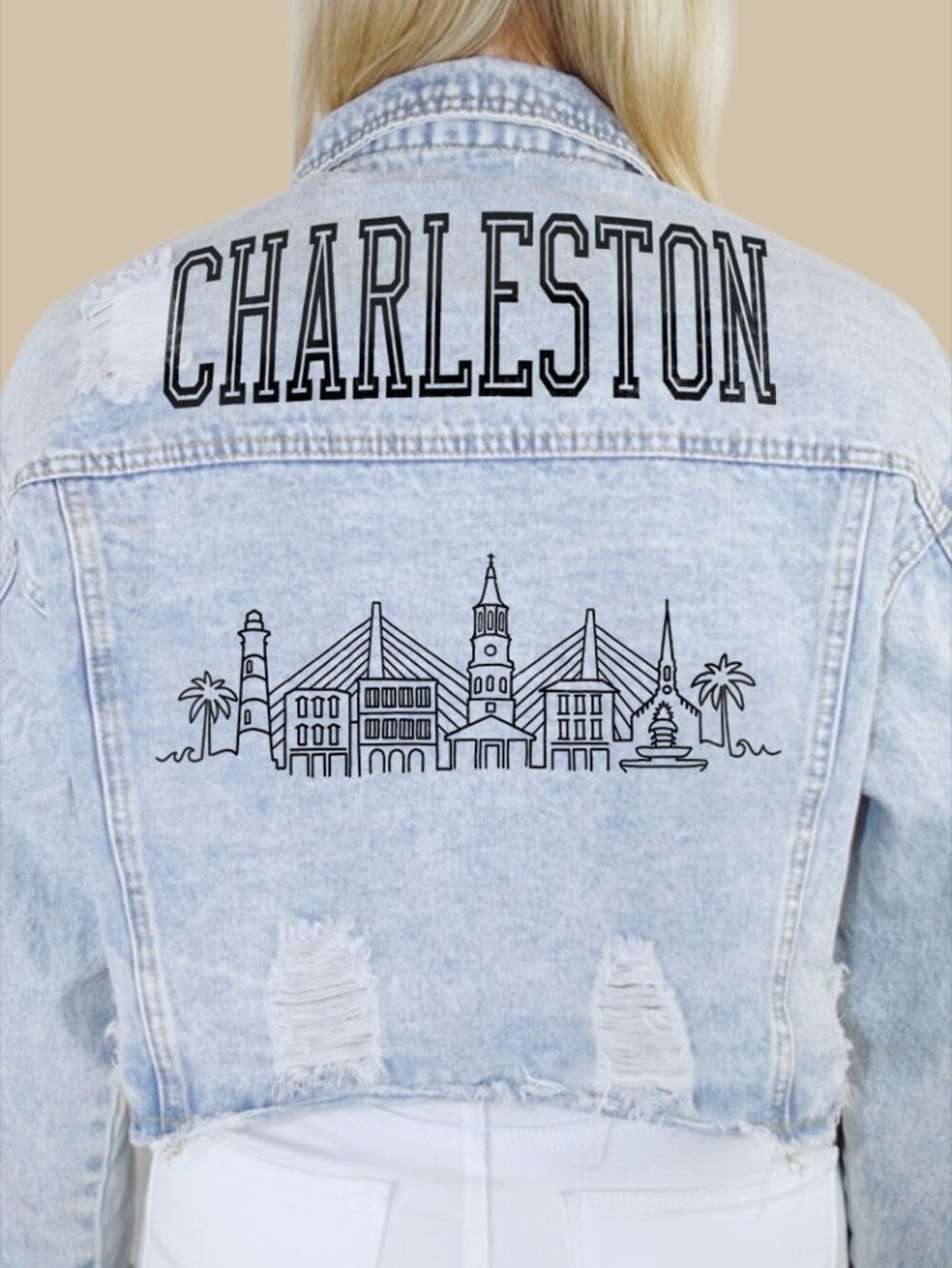 Charleston City Skyline Denim Jacket